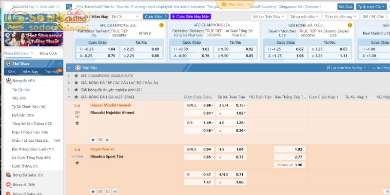 Kèo Châu Á được nhiều cược thủ lựa chọn khi đặt cược thể thao tại Sodo Casino